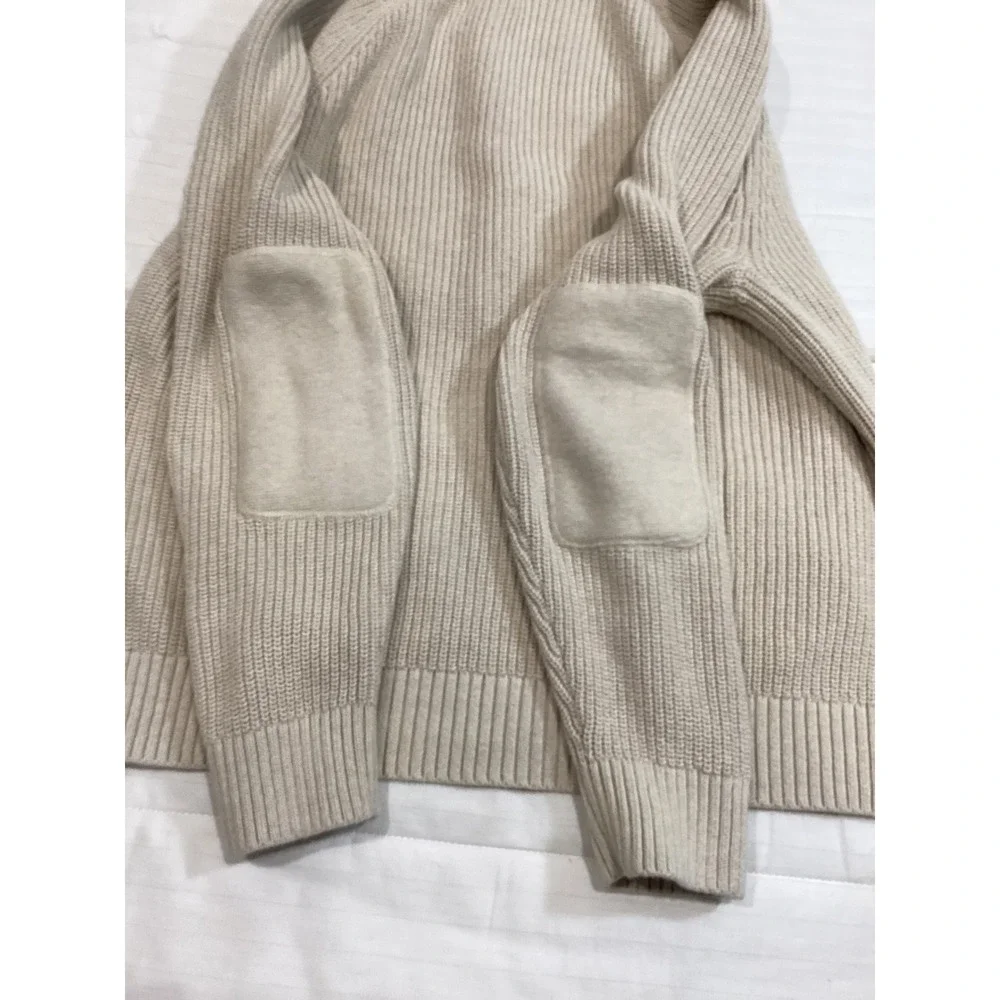 Banana Republic Mens XL Full‎ Zip Heavy Ribbed Cardigan Sweater Elbow Patches